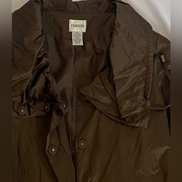 Chico’s Black Walnut/Brown Texture Shine Erika 3/4 Sleeve Snap Closure Jacket - Picture 9 of 15